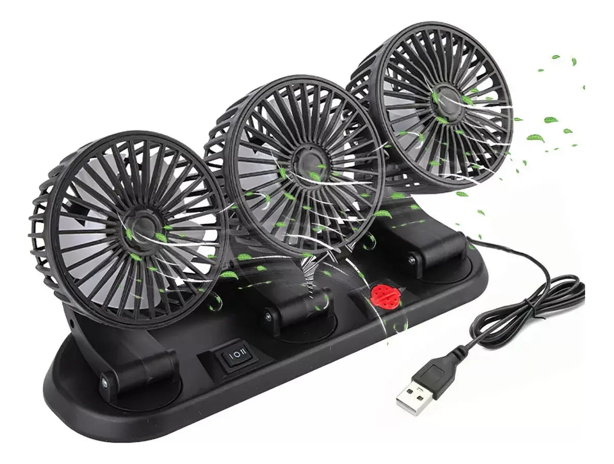 🚗Ventilador Triple Para Coche - Múltiples Ángulos; Aire Potente ❄️