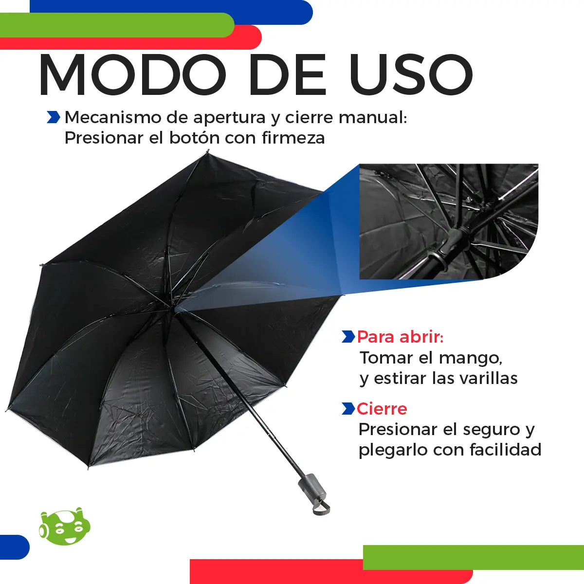 ☂️ Sombrilla Plegable Manual con Protección UV y Diseño Liso ✨