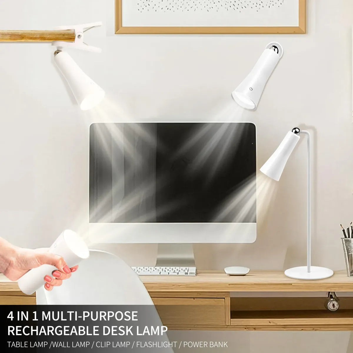💡 Lámpara de Escritorio LED Magnética 4 en 1 GLAMIGHT | Inalámbrica, Recargable y Cuidado de Ojos ✨
