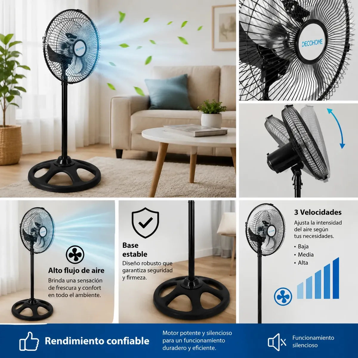 💨Ventilador de Pedestal 10" con Aspas Metálicas de High Velocity (3 Velocidades) ✨