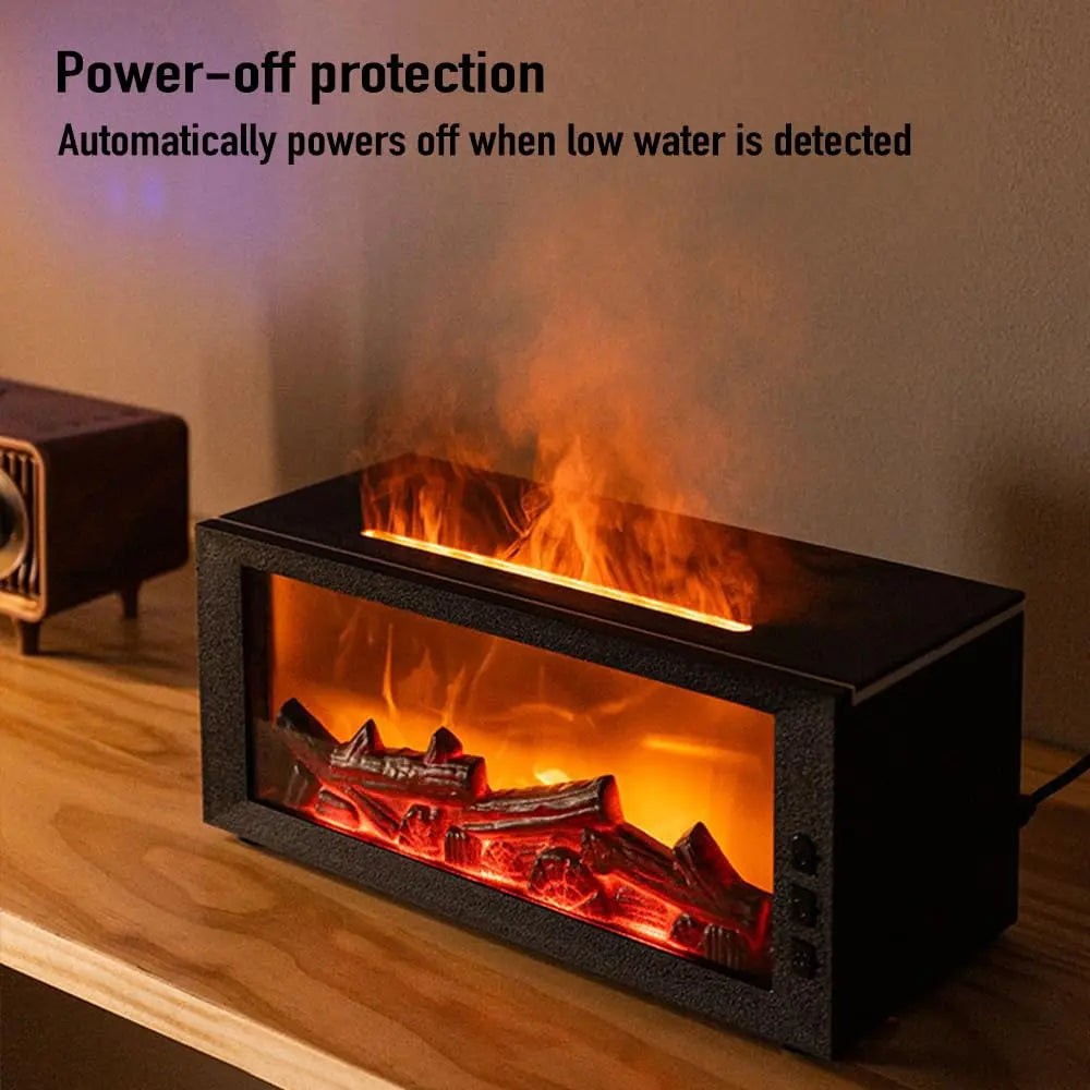 Humidificador y Difusor de Aroma Premium | Diseño de Chimenea con Llama Realista Interactiva