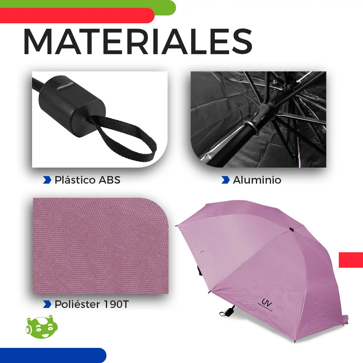 ☂️ Sombrilla Plegable Manual con Protección UV y Diseño Liso ✨