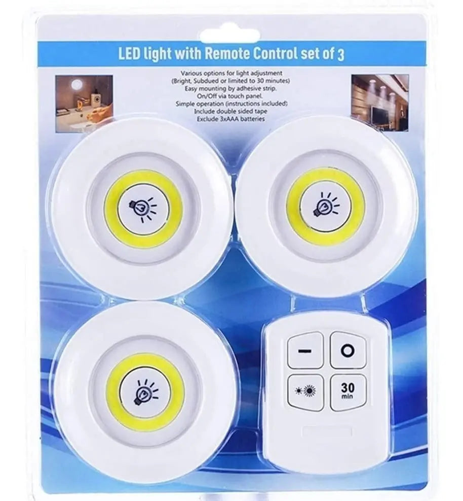 💡 Kit de 3 Luces LED Inalámbricas con Mando a Distancia | Iluminación de Toque para Armarios y Cocina ✨