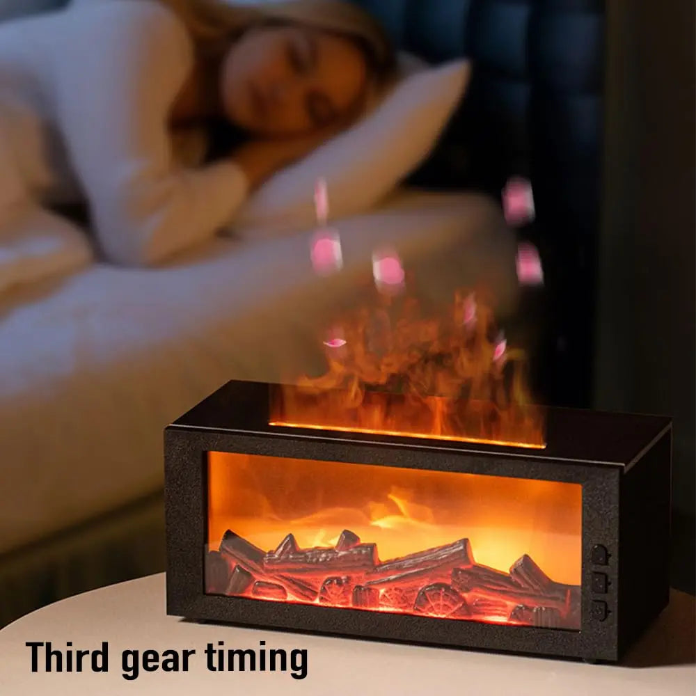 Humidificador y Difusor de Aroma Premium | Diseño de Chimenea con Llama Realista Interactiva