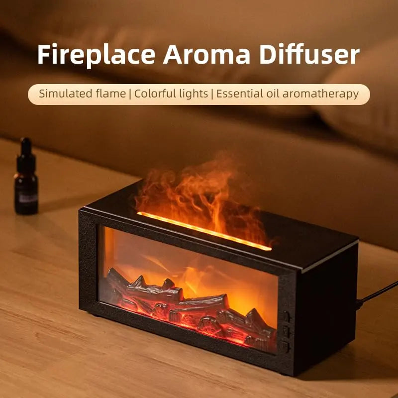 Humidificador y Difusor de Aroma Premium | Diseño de Chimenea con Llama Realista Interactiva