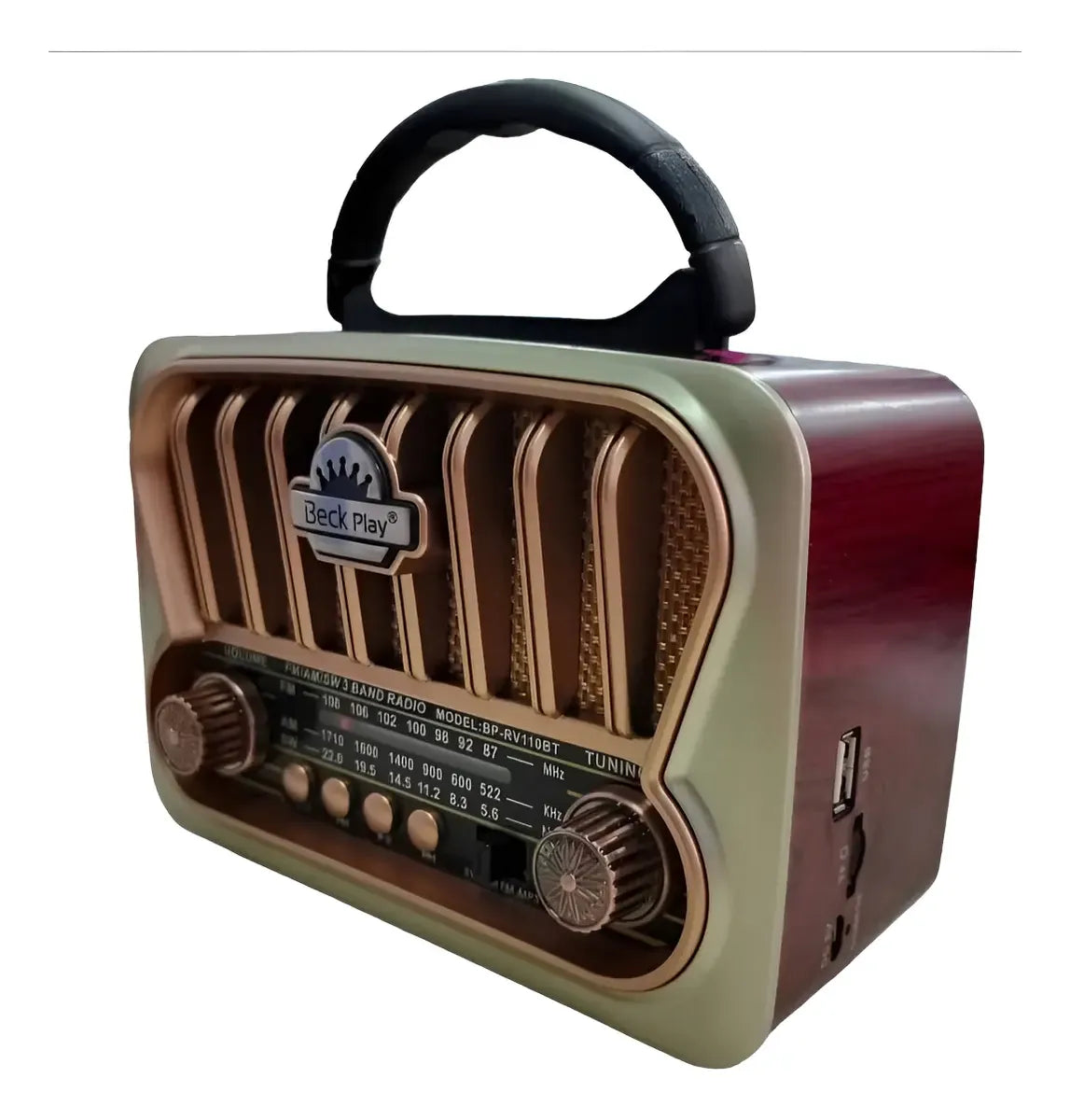 📻 Radio Vintage Portátil Recargable BeckPlay BP-RV110BT con Bluetooth, USB y TF Card ✨