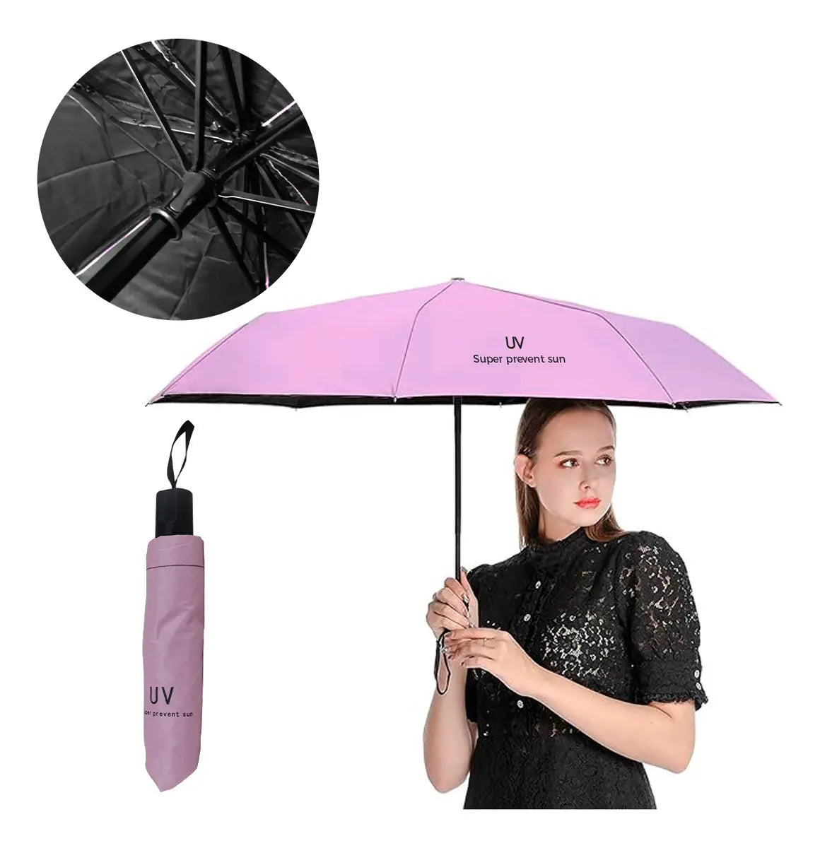 ☂️ Sombrilla Plegable Manual con Protección UV y Diseño Liso ✨