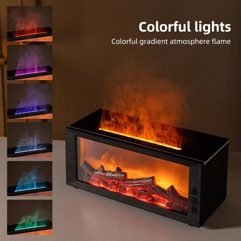 Humidificador y Difusor de Aroma Premium | Diseño de Chimenea con Llama Realista Interactiva