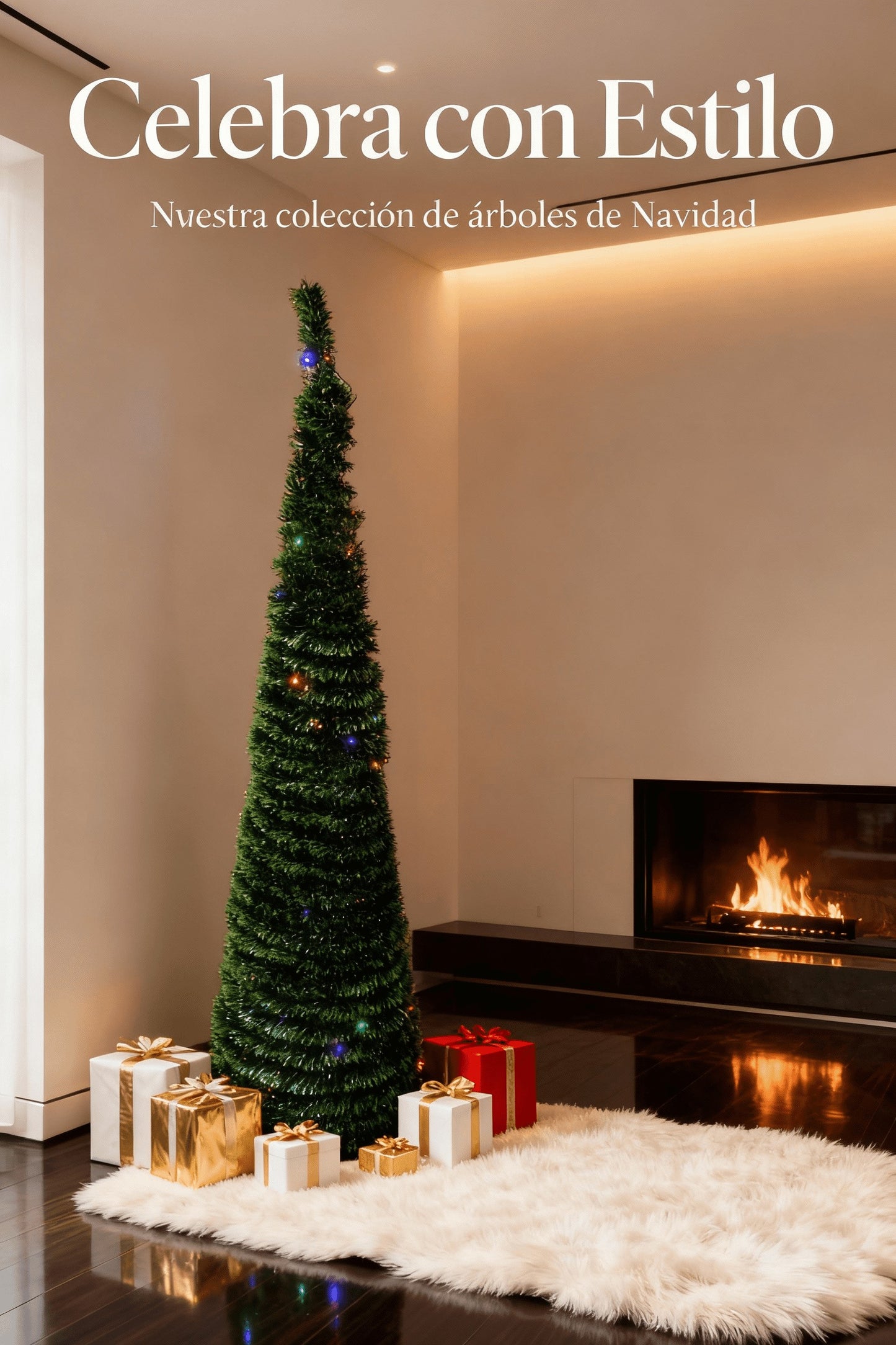 Árbol de Navidad Plegable con Luces LED Integradas