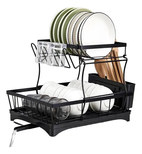 Escurridor de Platos de Metal con Bandeja de Goteo