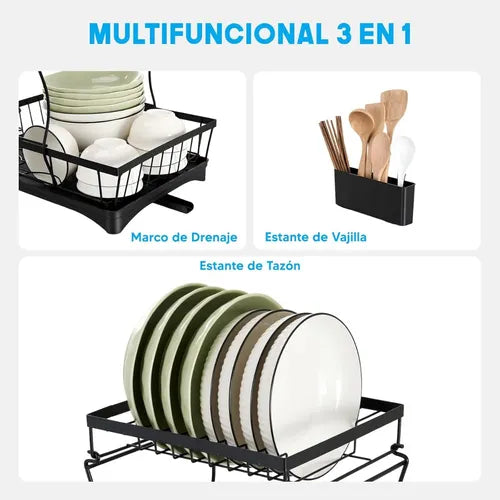 Escurridor de Platos de Metal con Bandeja de Goteo