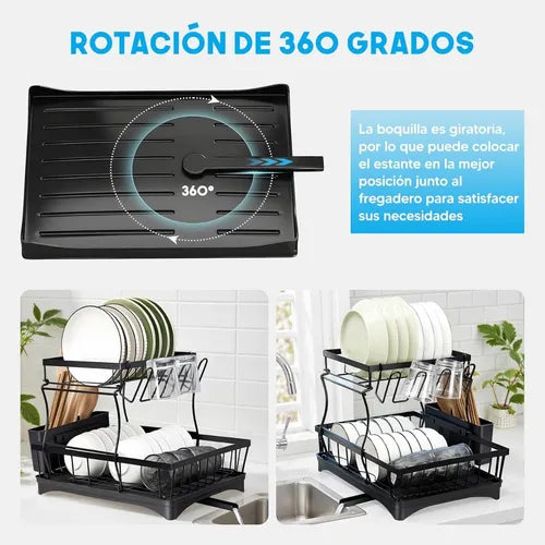 Escurridor de Platos de Metal con Bandeja de Goteo