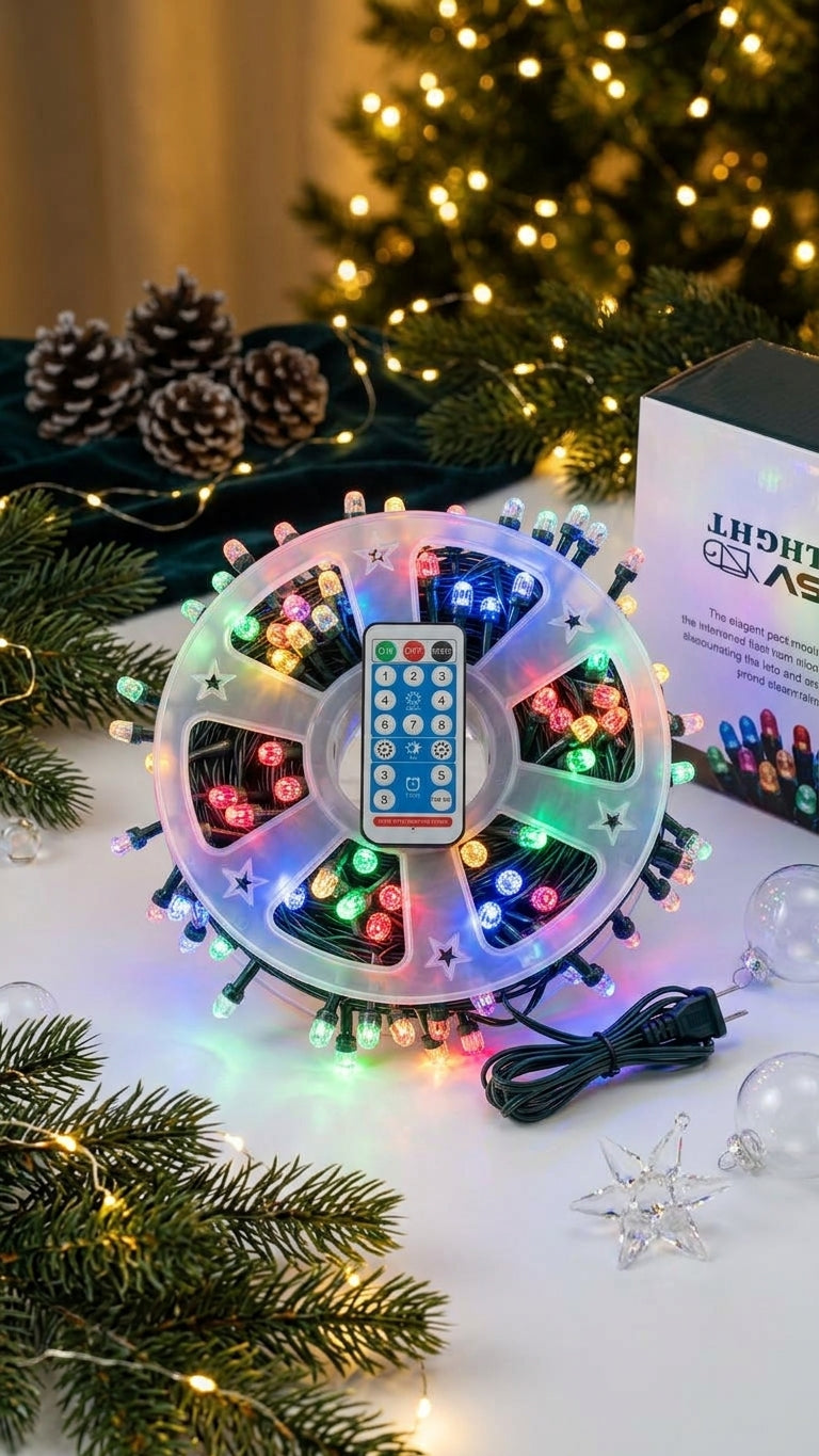 🎄 Manguera de Luces Navideñas LED Multicolor en Carrete con Control Remoto y Control de Brillo ✨