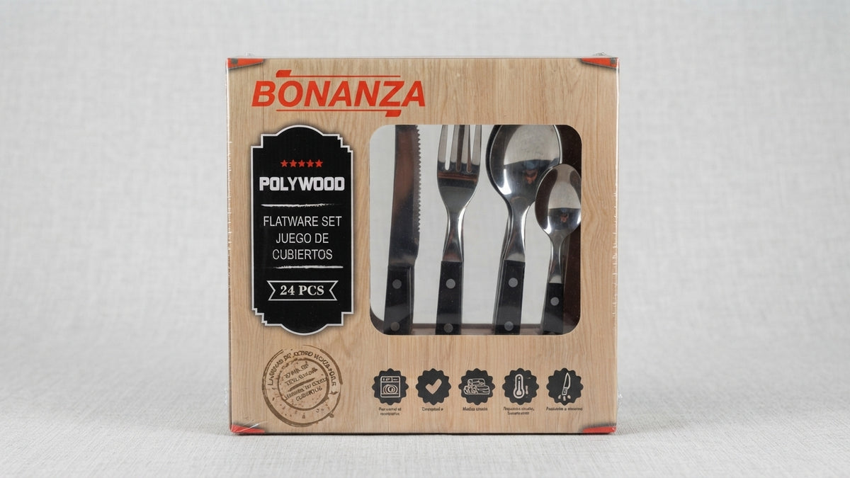 🍽️ JUEGO DE CUBIERTOS BONANZA POLYWOOD - 24 PIEZAS ✨
