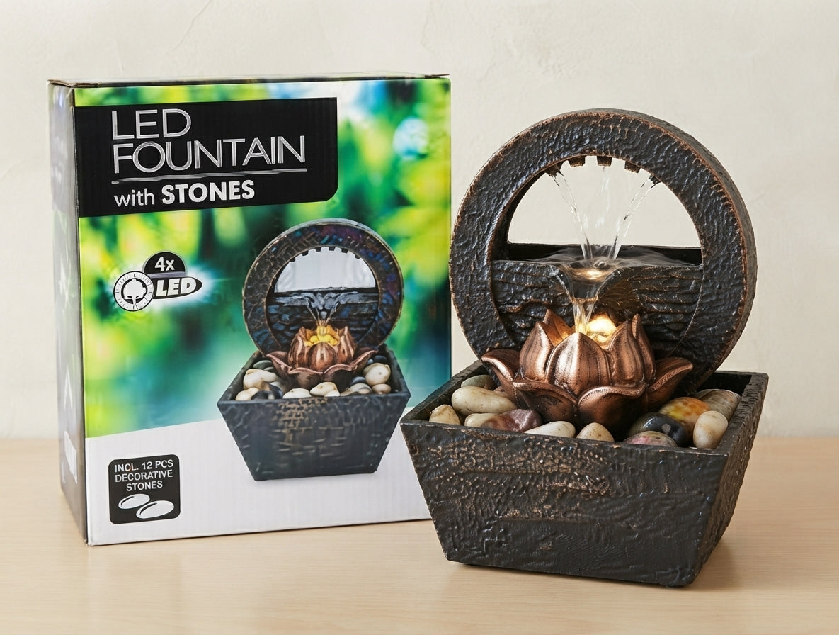 Fuente de Agua Decorativa Zen con Luz LED y Piedras Naturales 🌿✨