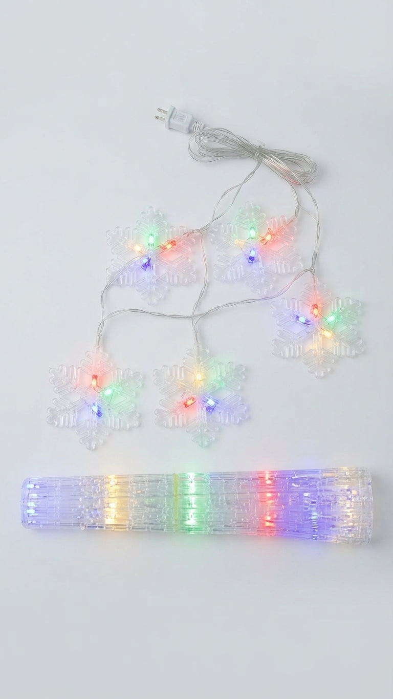 ❄️🌟 Guirnalda Navideña LED con Copos de Nieve y Estalactitas - Iluminación Multicolor Extra Brillante 🎄✨