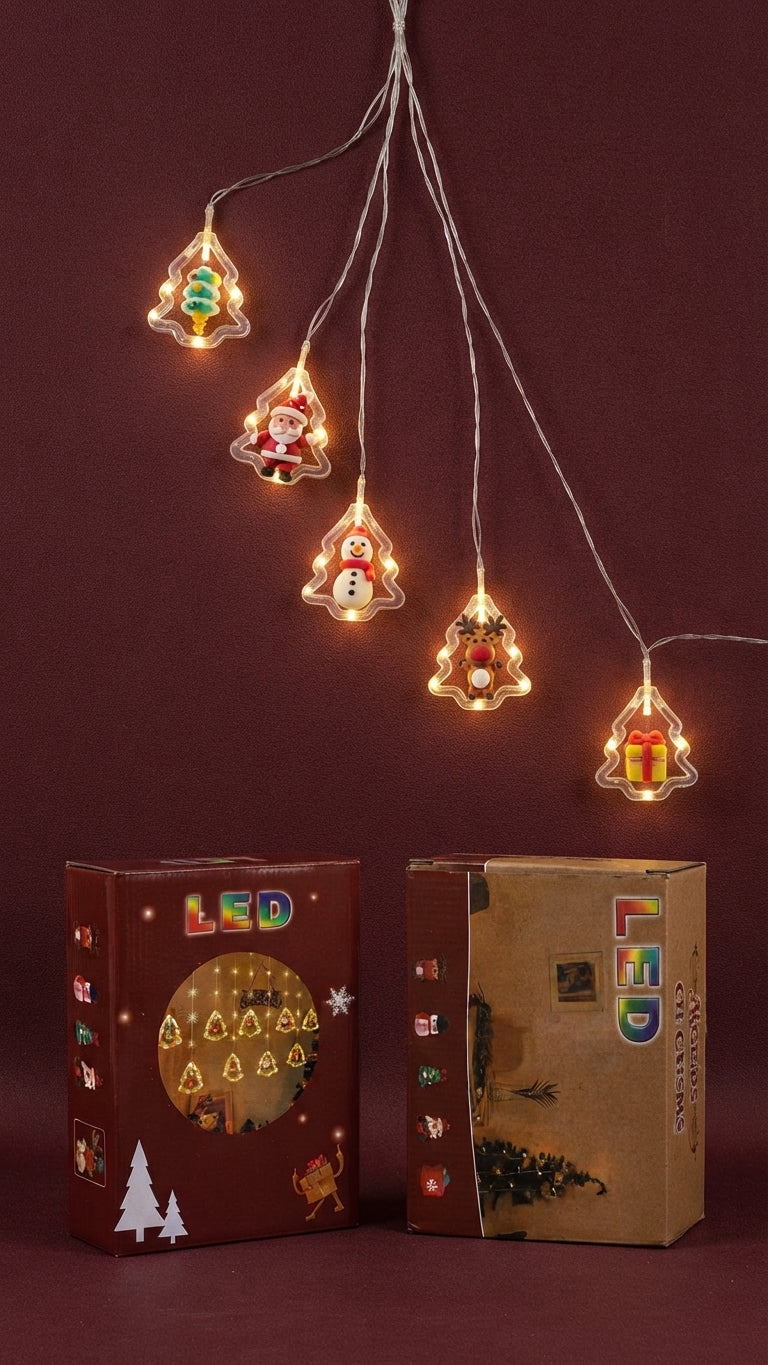 🌟 Guirnalda de Luces LED Navideñas con 10 Esferas Colgantes de Personajes 3D - Diseño Multicolor 🌟