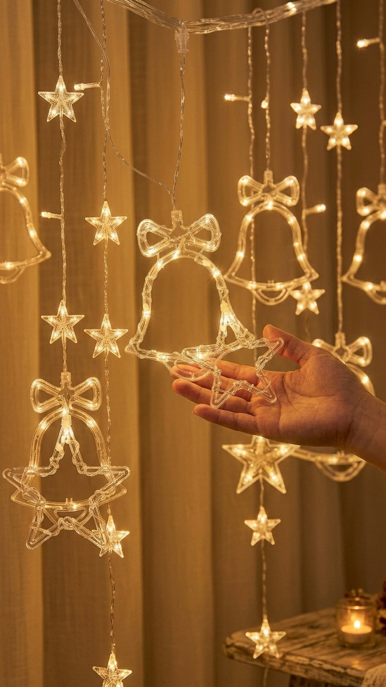 ✨ Cortina Luces LED Navideña Mágica 🔔⭐