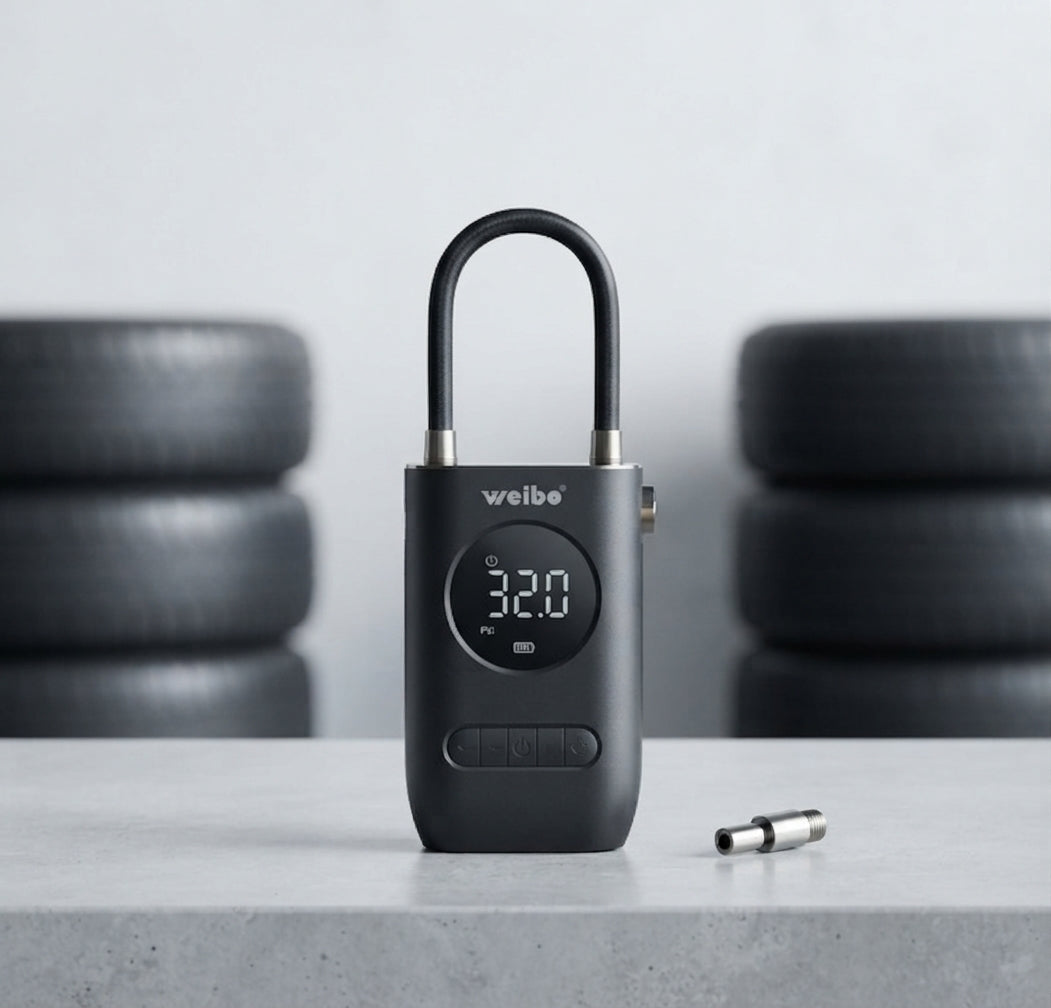 🚗💨 Mini Inflador de Aire Portátil Digital para Carro y Moto Weibp (Modelo CZK-3668) | 🛠️✨