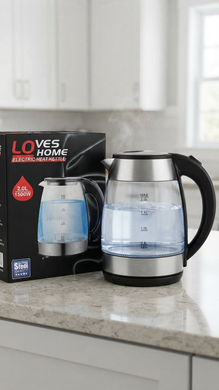 Hervidora Eléctrica de Vidrio 2.0L 1500W Loves Home ⚡☕