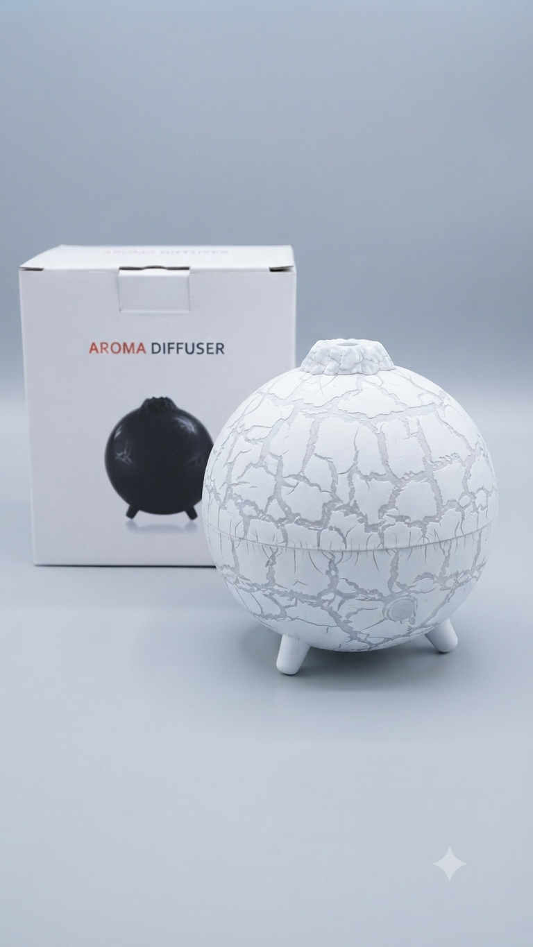 Difusor de Aromas y Humidificador Ultrasónico en Forma de Esfera Texturizada 🌋💨
