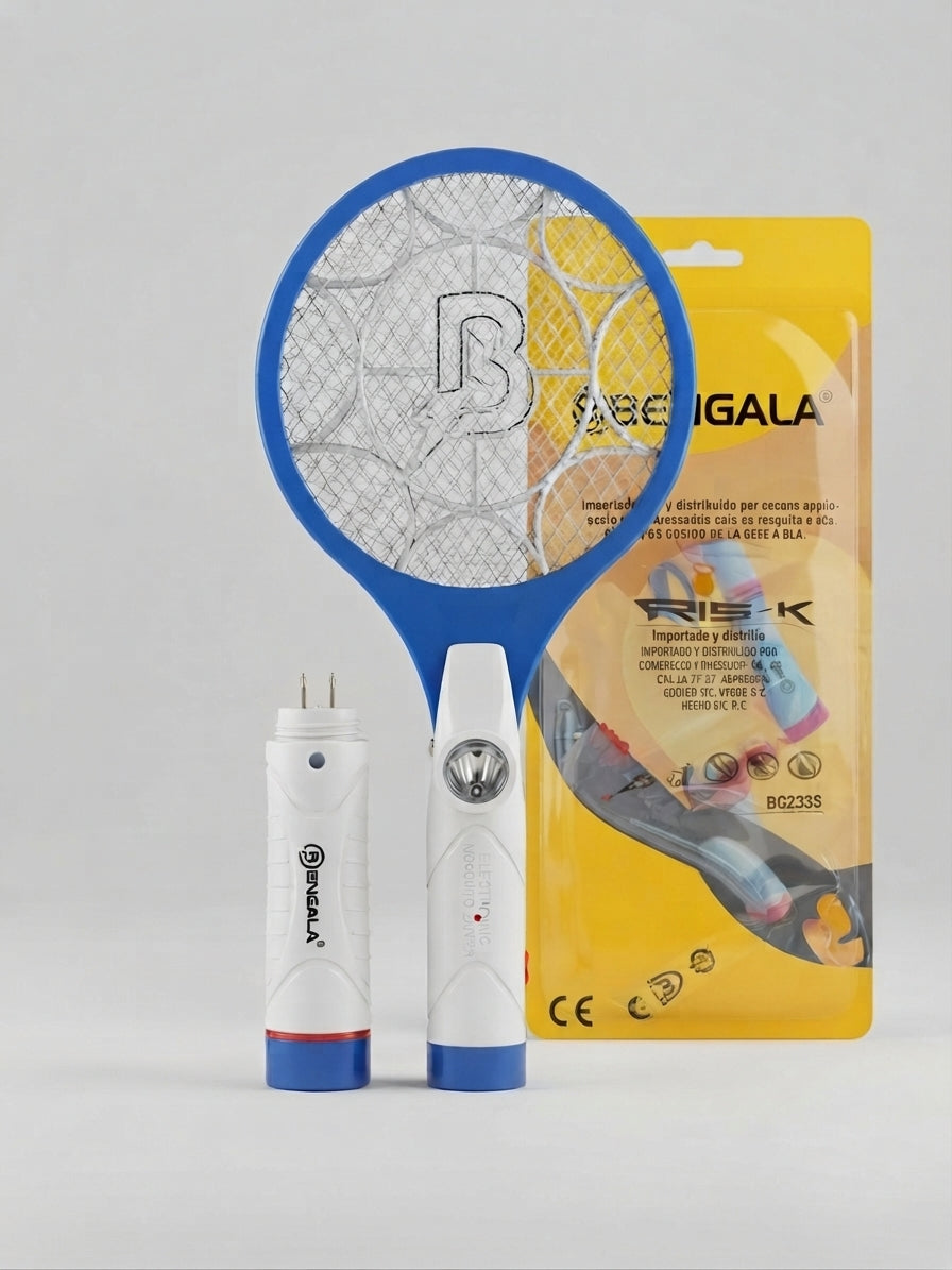 Raqueta Mata Mosquitos Eléctrica Bengala 2 en 1 con Linterna LED 🦟⚡🔦