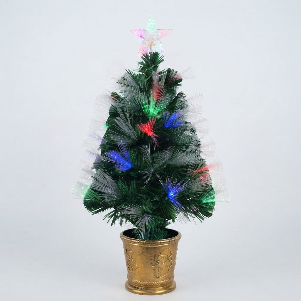 Árbol de Navidad de Mesa con Fibra Óptica Multicolor y Estrella Superior 🎄✨🌟
