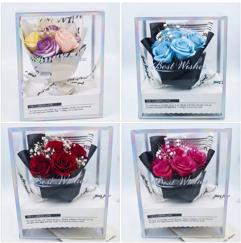 🌹🎁 Caja de Regalo con Flores Eternas Decorativas 🌹✨