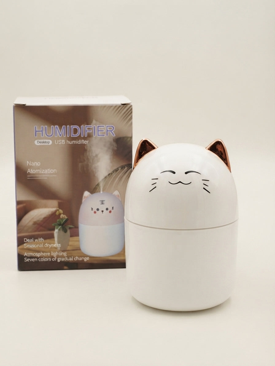 Humidificador Difusor Portátil Diseño Gato con Luz LED USB 🐱✨