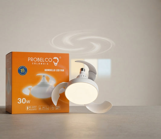 💡🌀 Bombillo LED 30W con Ventilador Integrado 🏡✨