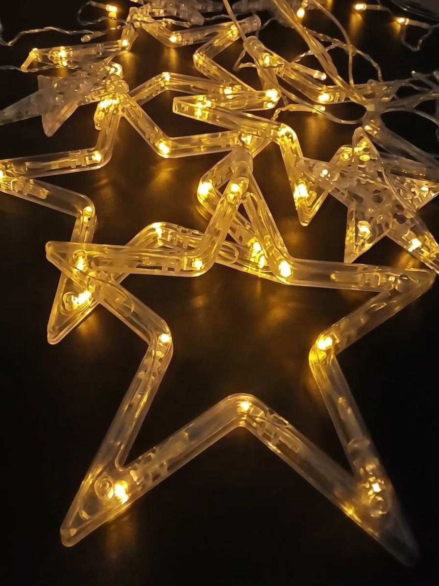 ⭐ Cortina Navideña Luces LED Cascada de Estrellas Solo Estrellas - Luz Cálida ✨