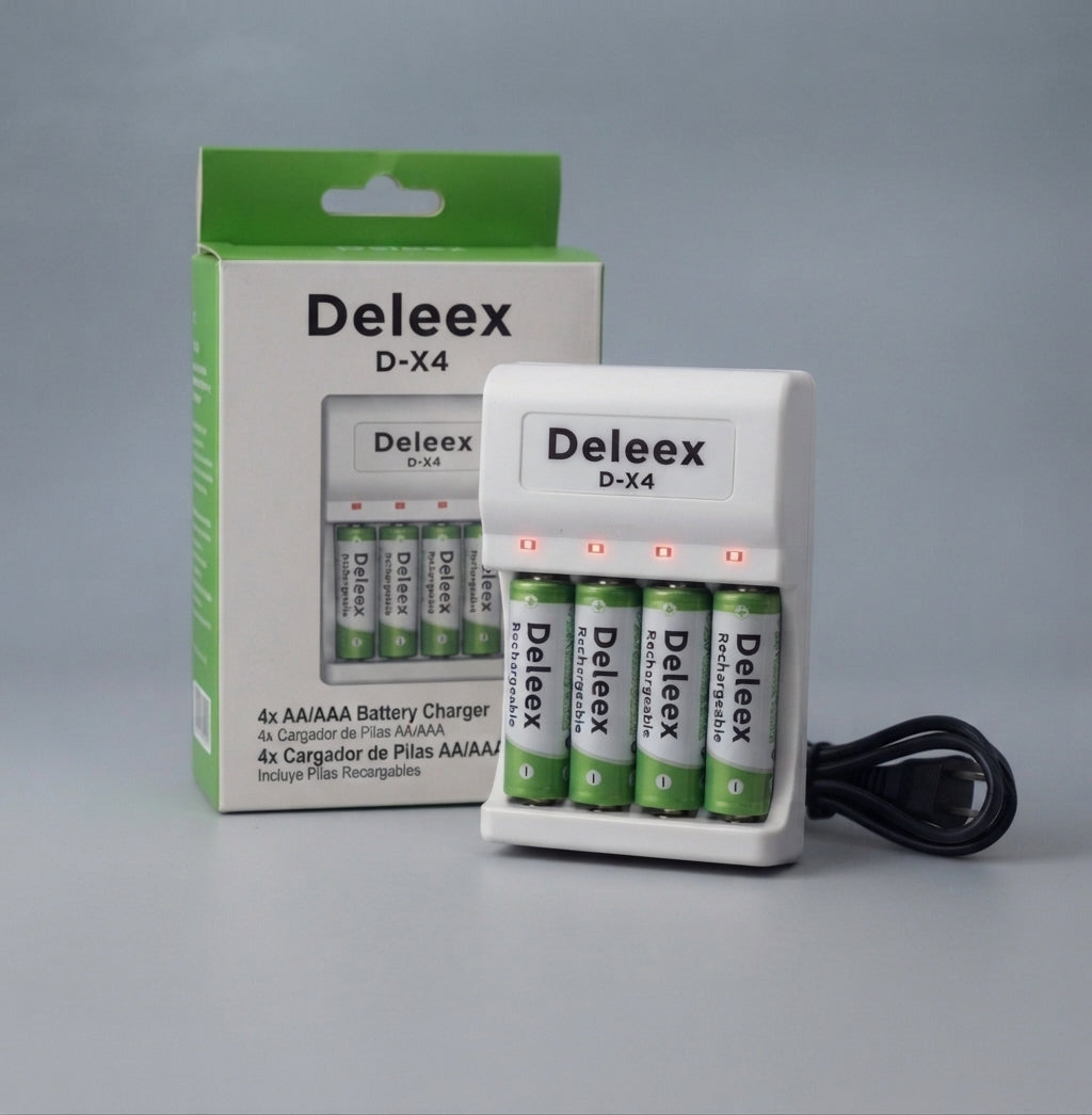 Cargador De Pilas Inteligente Deleex Para Baterías AA Y AAA Con Pilas Incluidas 🔋⚡