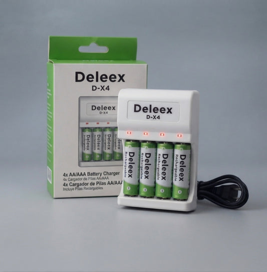 Cargador De Pilas Inteligente Deleex Para Baterías AA Y AAA Con Pilas Incluidas 🔋⚡