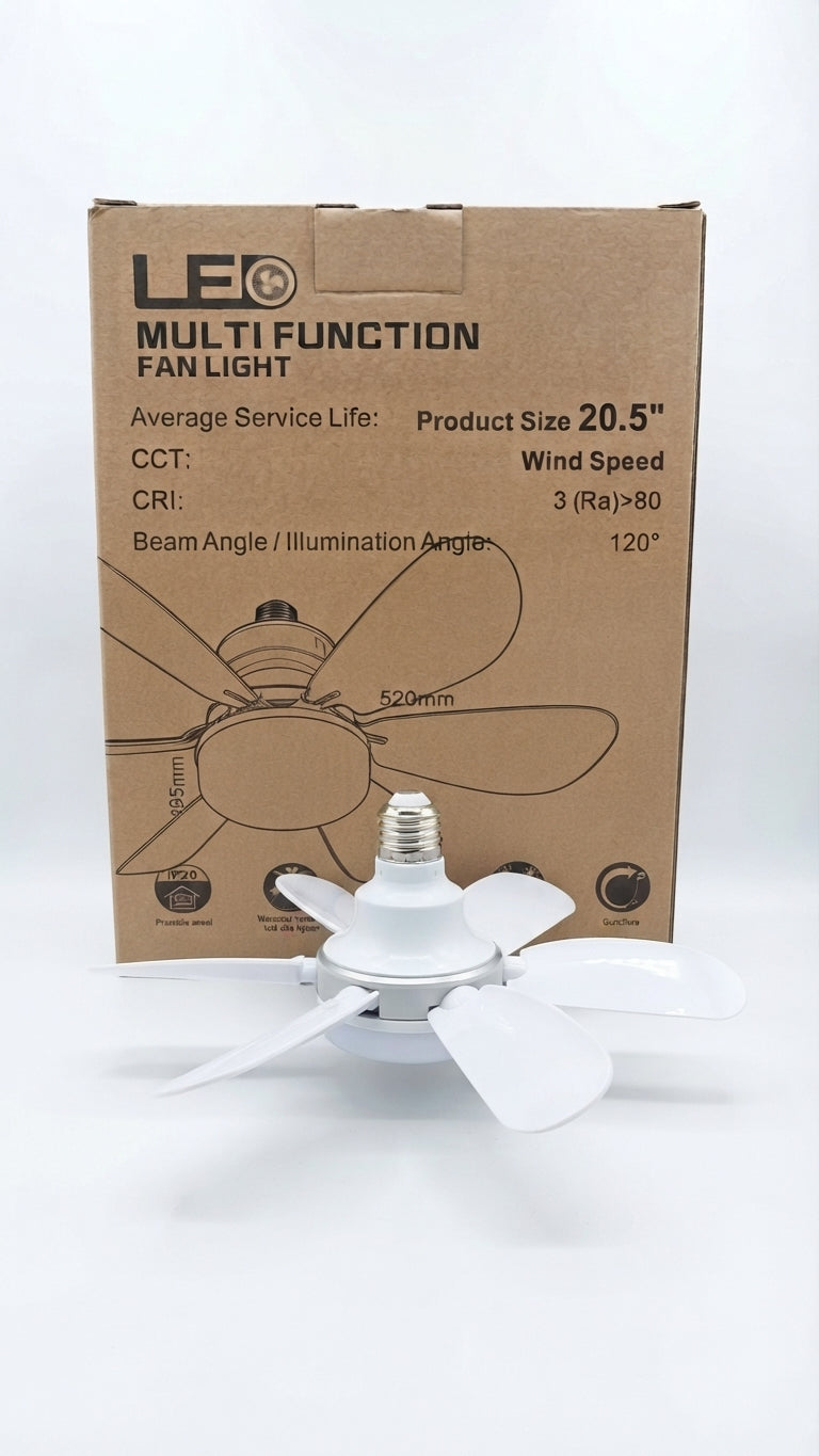💡 Ventilador LED Tipo Bombillo 3 Velocidades con Luz y Control Remoto 20.5" 🌀✨