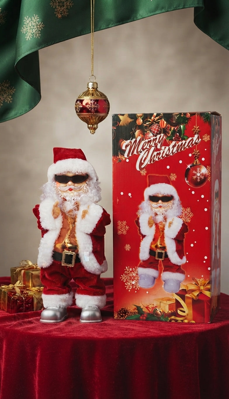🎅🎄 Papá Noel Musical con Gafas de Sol y Caja de Regalo - Decoración Navideña 🎁✨