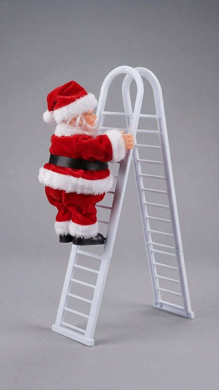🎅🎁 Papá Noel Escalador en Escalera con Luz y Música - Adorno Navideño 🌟🎄