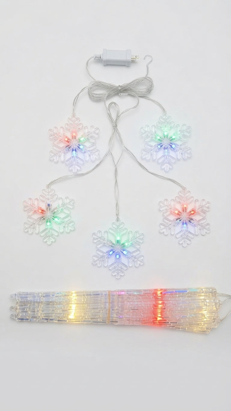 ❄️🌟 Guirnalda Navideña LED con Copos de Nieve y Estalactitas - Iluminación Multicolor Extra Brillante 🎄✨