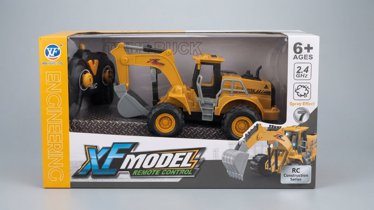 🏗️ Excavadora De Juguete A Control Remoto XF Model 2.4GHz / Con Spray Y Luces 🌟