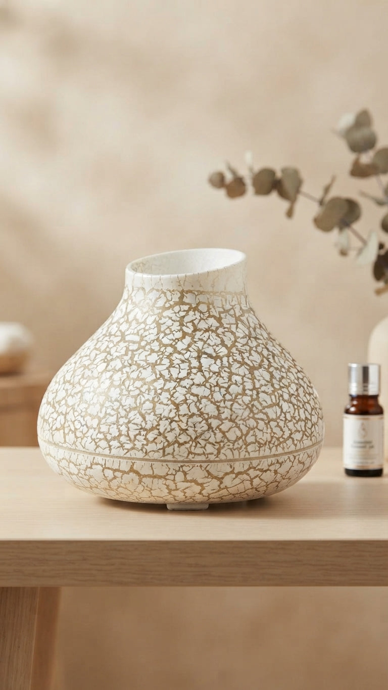 Difusor de Aromas y Humidificador Ultrasónico con Diseño Texturizado Estilo Jarrón 🌸💨
