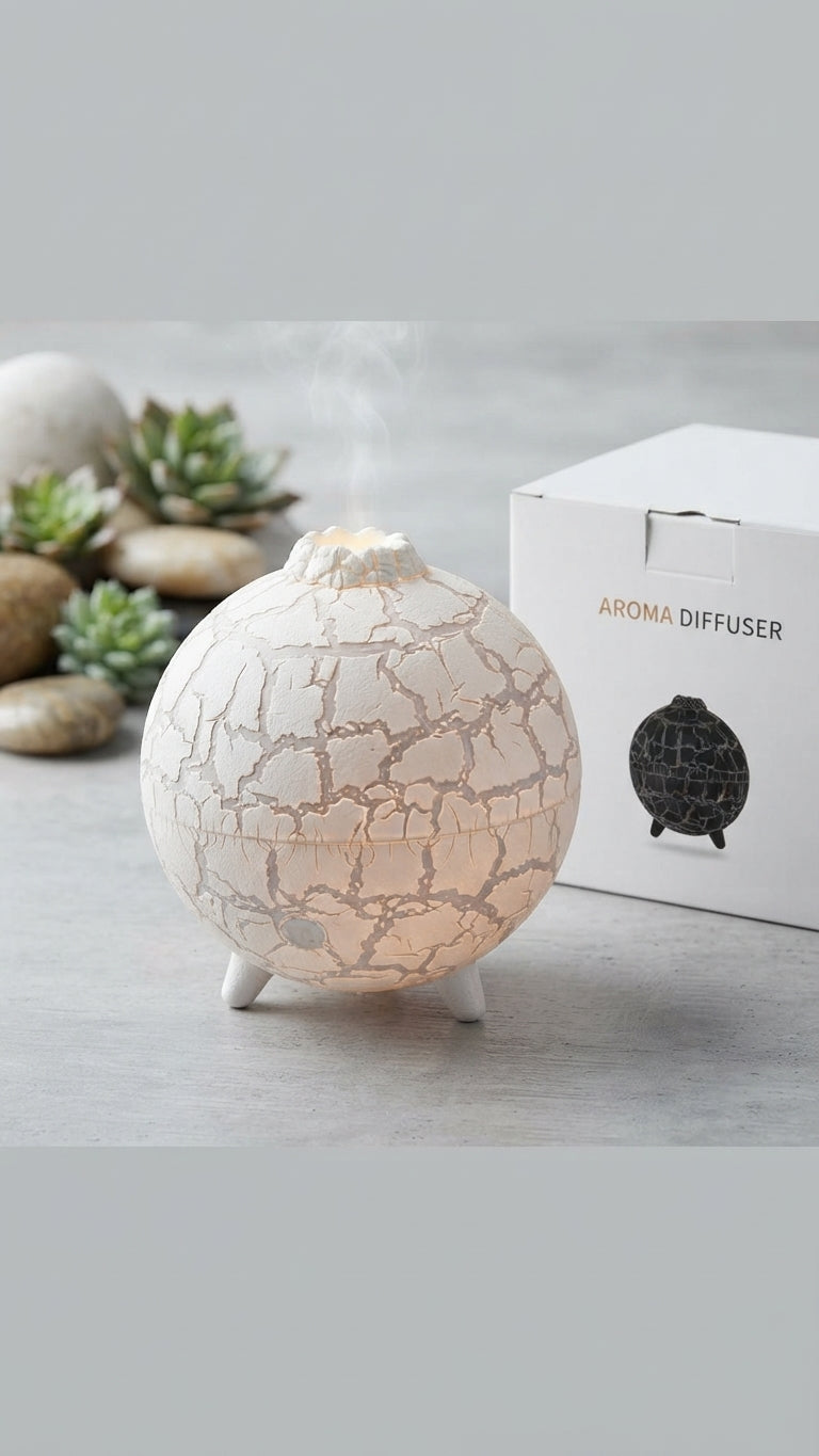 Difusor de Aromas y Humidificador Ultrasónico en Forma de Esfera Texturizada 🌋💨