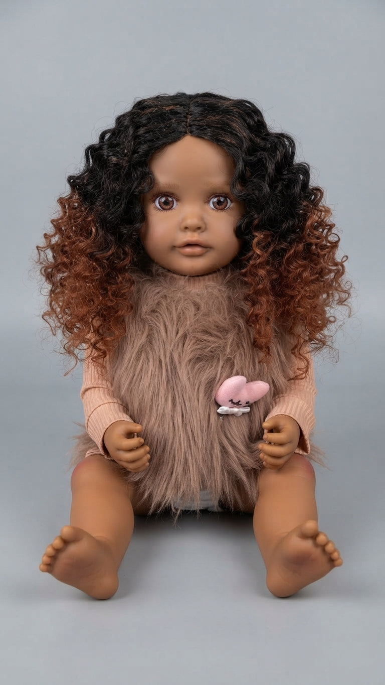 🌟 Muñeca Interactiva Realista de 24 Pulgadas con Cabello Rizado y Accesorios de Cuidado 🌟