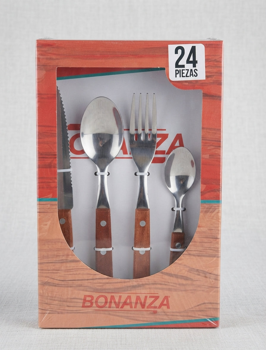 🍽️ JUEGO DE CUBIERTOS BONANZA 24 PIEZAS - ESTILO RÚSTICO ✨