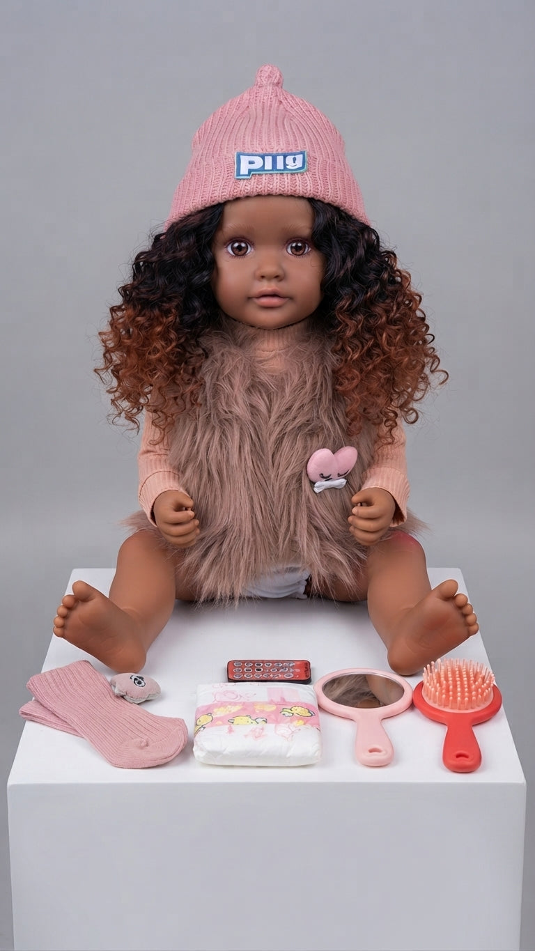 🌟 Muñeca Interactiva Realista de 24 Pulgadas con Cabello Rizado y Accesorios de Cuidado 🌟