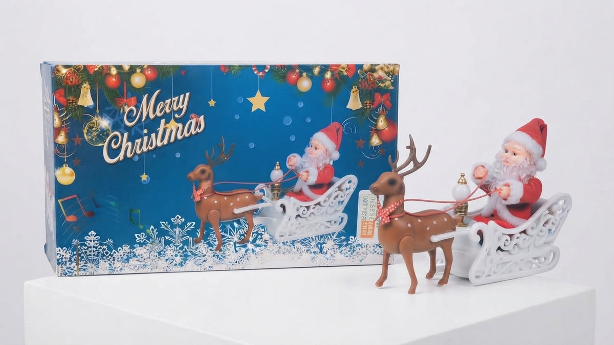 🎅🎄 Papá Noel Musical con Reno y Trineo - Decoración Navideña 🎁✨