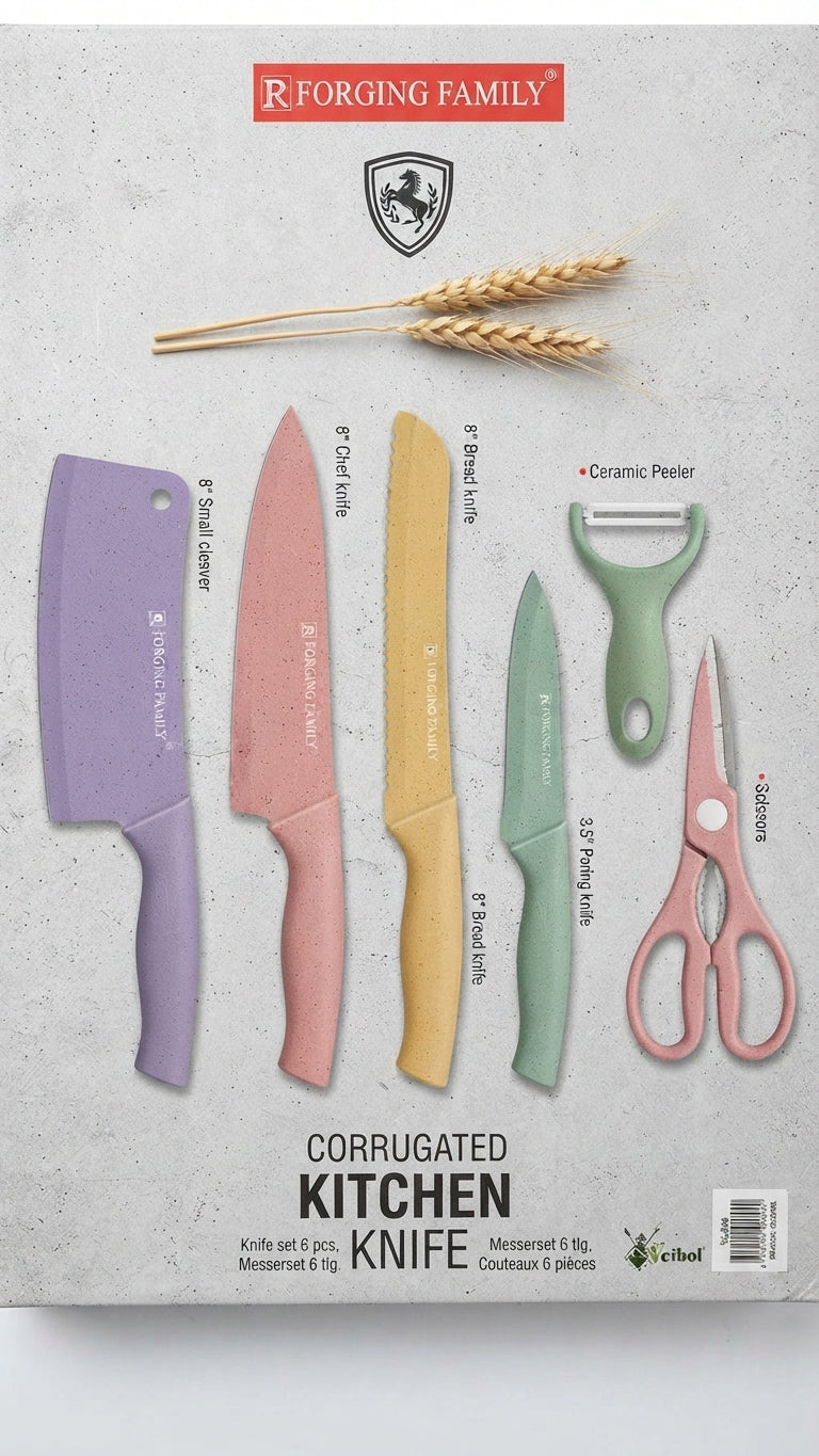 🔪✨Set de Cuchillos de Cocina Antideslizantes Colores Pasteles🍽️✨