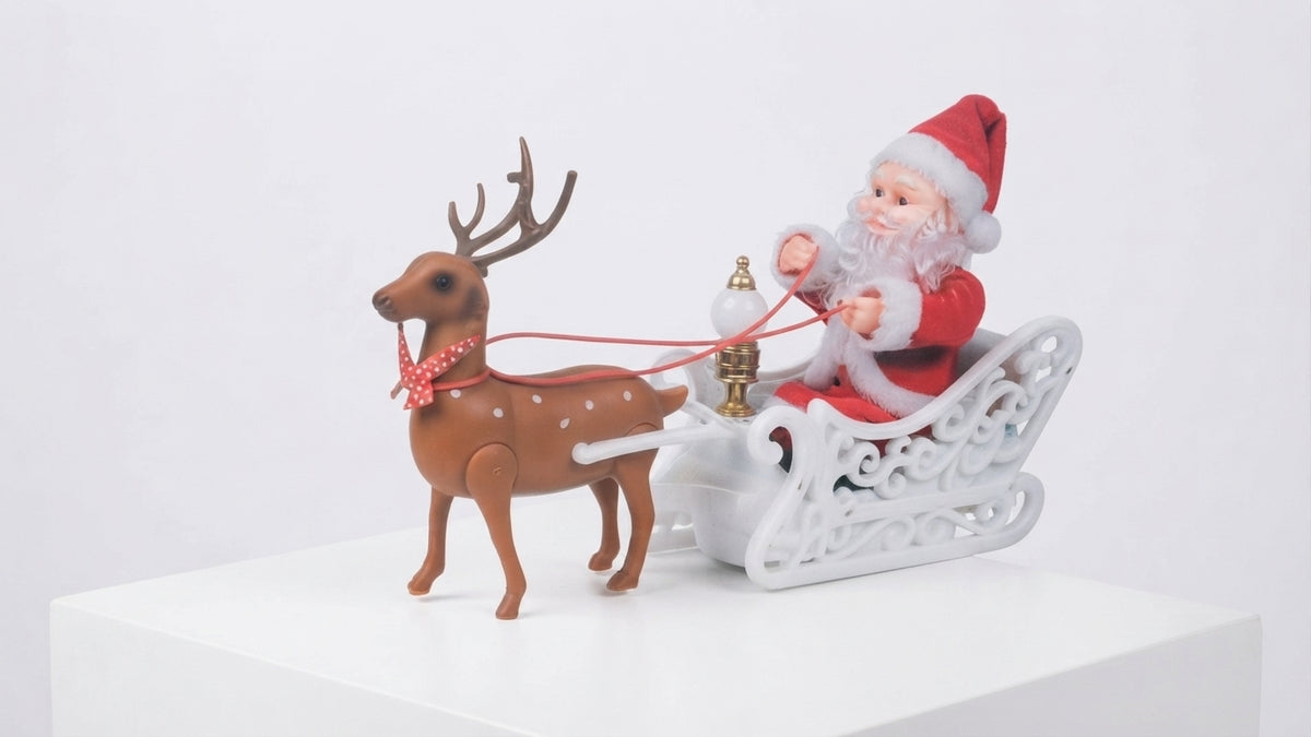 🎅🎄 Papá Noel Musical con Reno y Trineo - Decoración Navideña 🎁✨