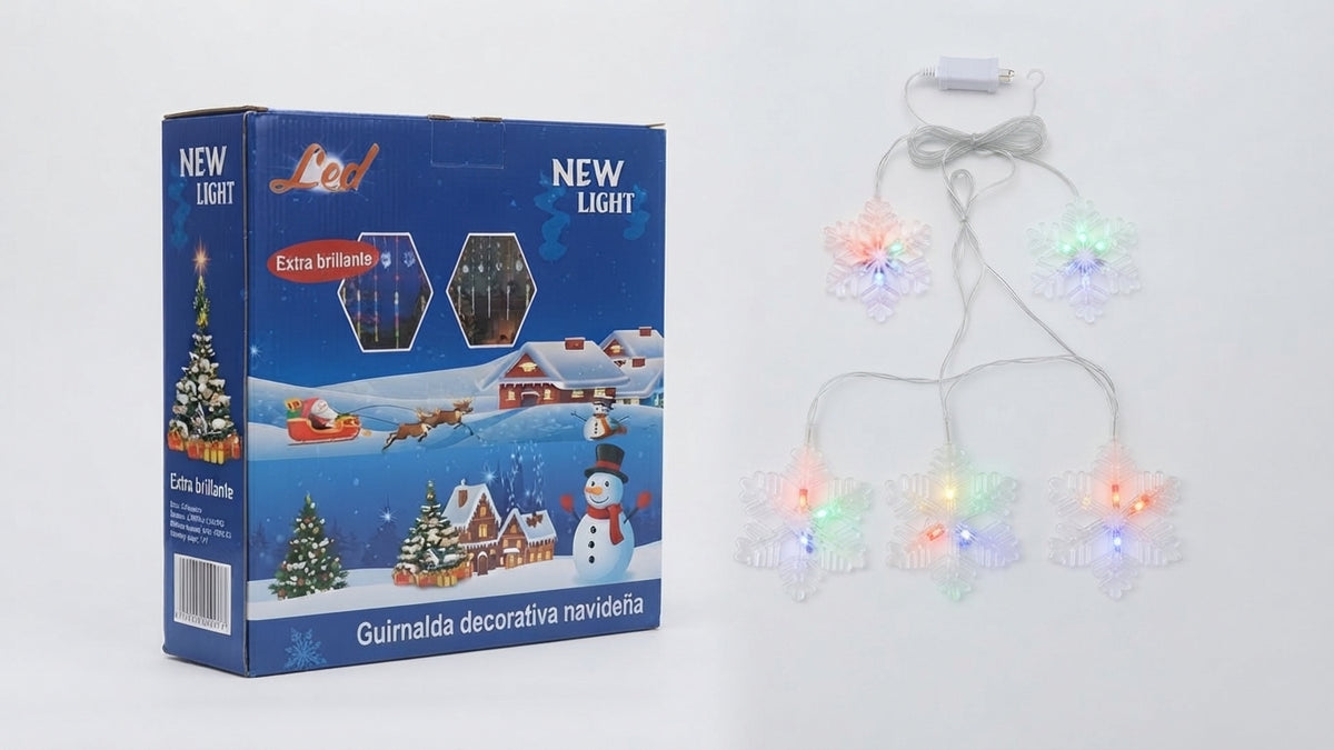 ❄️🌟 Guirnalda Navideña LED con Copos de Nieve y Estalactitas - Iluminación Multicolor Extra Brillante 🎄✨