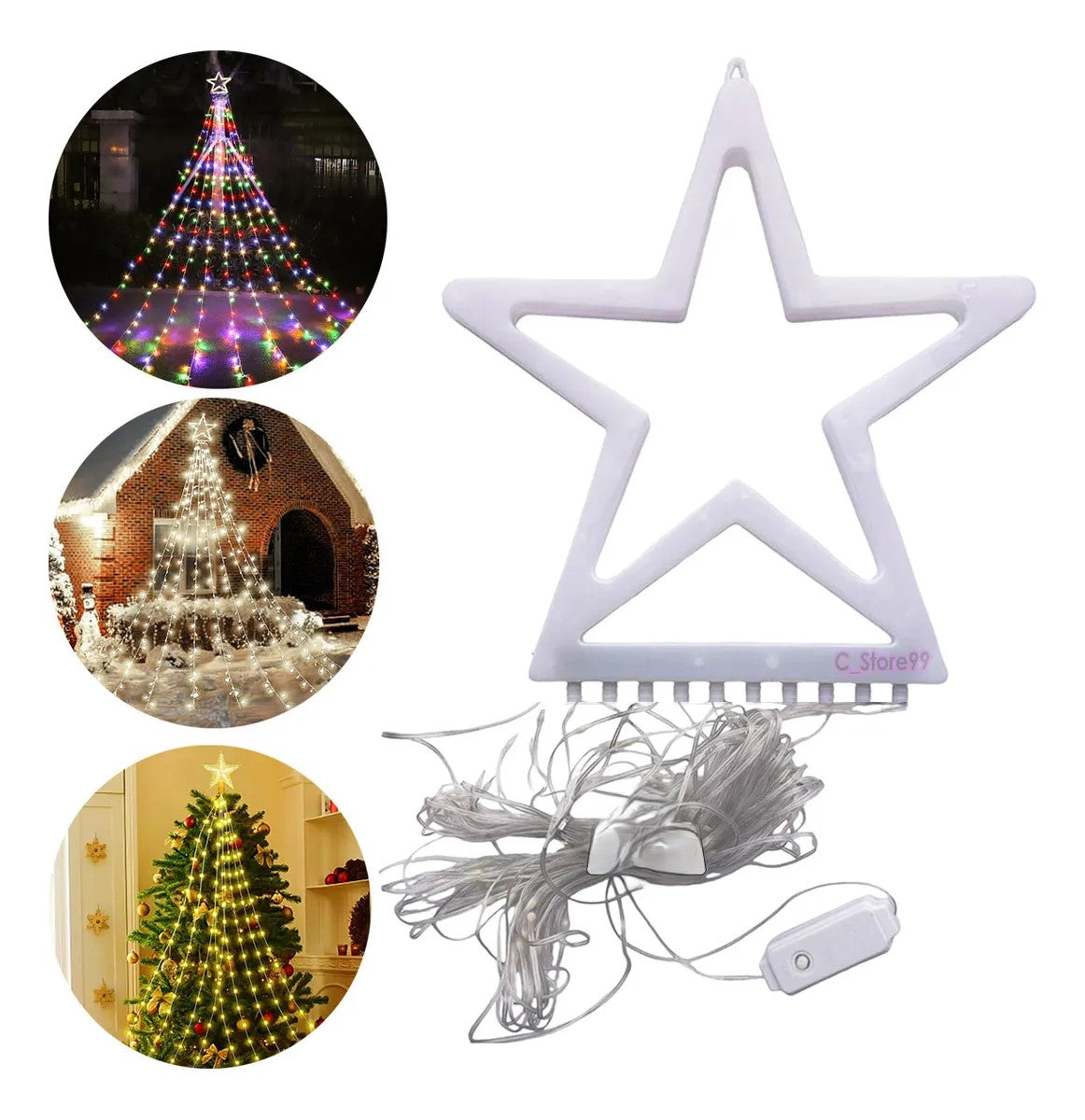 Guirnalda Navideña LED en Cascada con Estrella