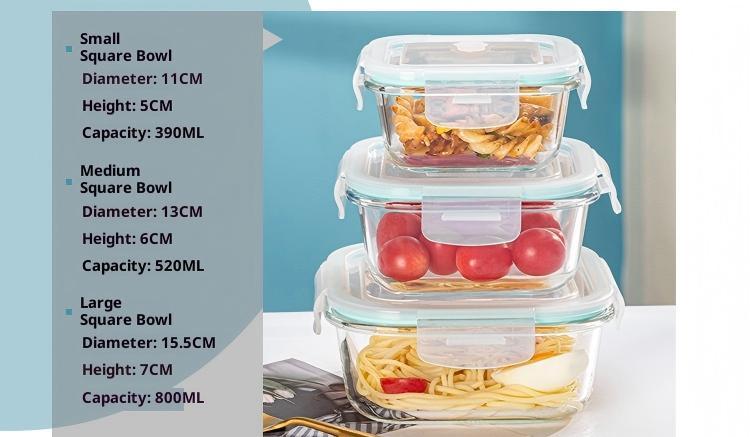 🥣 Juego de 3 Recipientes de Vidrio Borosilicato Herméticos con Válvula de Vapor ✨