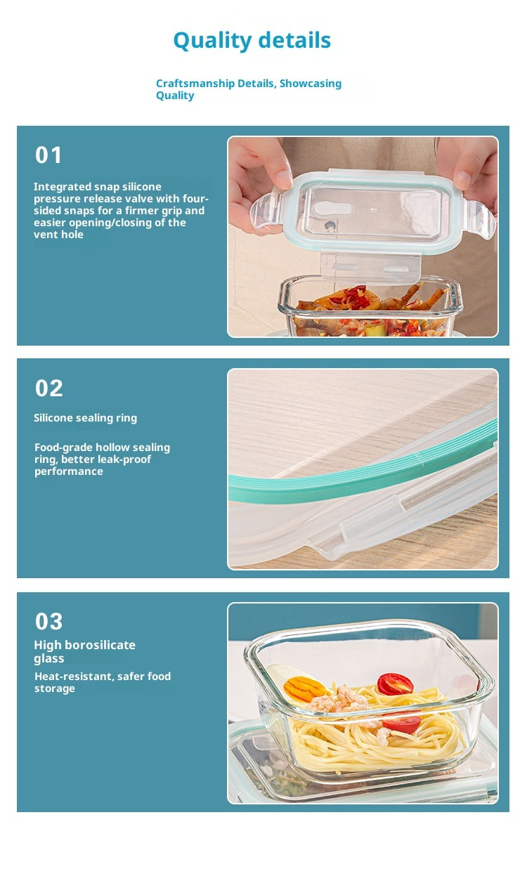 🥣 Juego de 3 Recipientes de Vidrio Borosilicato Herméticos con Válvula de Vapor ✨